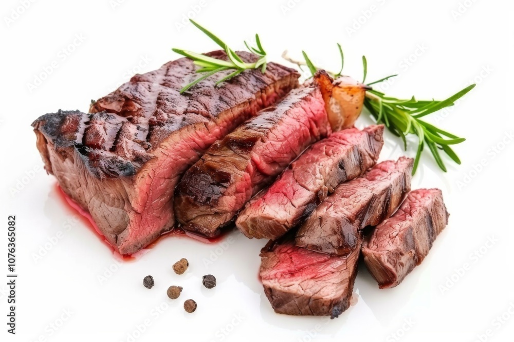 Savor the succulent details of a perfectly grilled ribeye fillet mignon, sliced to reveal its tender pink center, garnished with herbs for an elegant touch. Savor the succulent details of a perfectly grilled ribeye fillet mignon, sliced to reveal its tender pink center, garnished with herbs for an elegant touch.