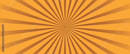 Swirling radial ice cream background. Orange groovy vortex spiral twirl. Twirl sunburst psychedelic pattern. Orange lollipop texture. Swirl candy background. Vector illustration.