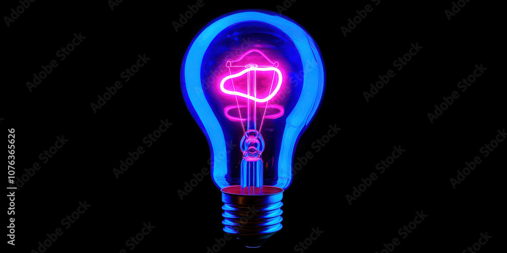 A blue light bulb with a pink glow A blue light bulb with a pink glow