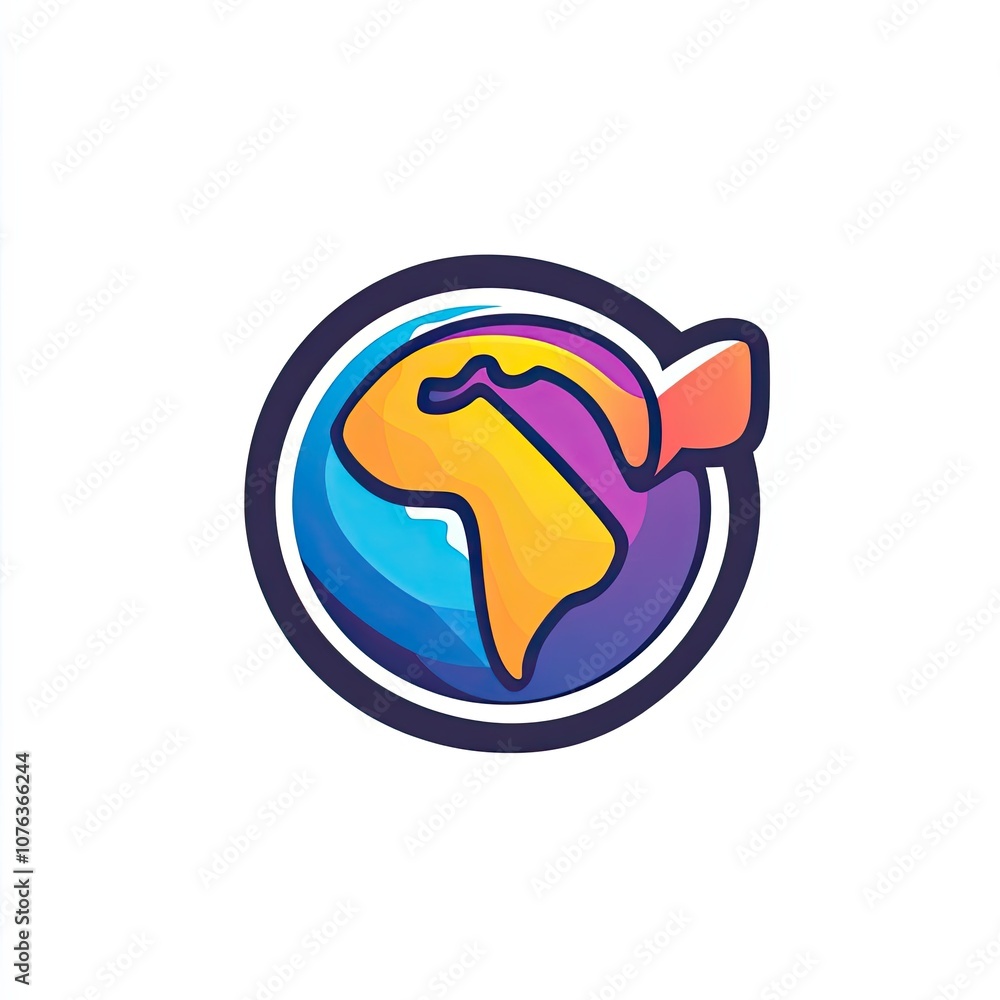 Abstract Colorful Circular Logo with Yellow Shape and Wing Abstract Colorful Circular Logo with Yellow Shape and Wing