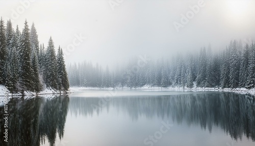 Wallpaper Mural Winter lake in the foggy woods Torontodigital.ca