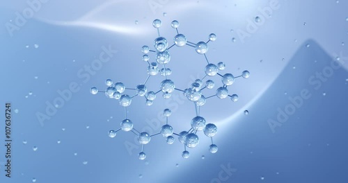 Docosahexaenoic acid rotating molecular structure, 3d model of molecule, dha, looped video