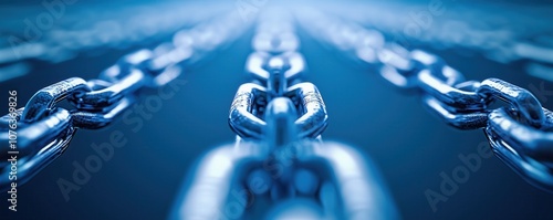 A close-up view of shiny metal chains, showcasing the strength and durability of industrial materials.