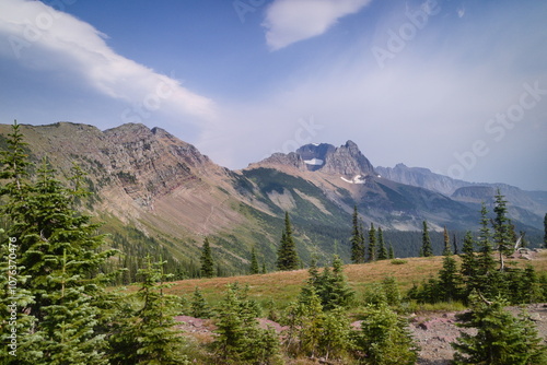 highline trail to swiftcurrent pass, Pass Bulhead lake, Glacier national park, Montana, USA. photo