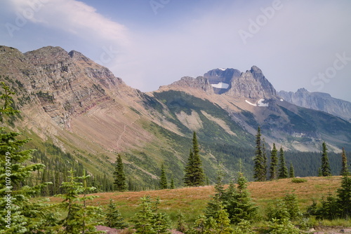 highline trail to swiftcurrent pass, Pass Bulhead lake, Glacier national park, Montana, USA. photo