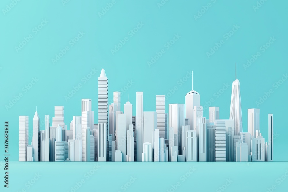 Explore urban growth through a futuristic city skyline design highlighting clean architectural elements Explore urban growth through a futuristic city skyline design highlighting clean architectural elements