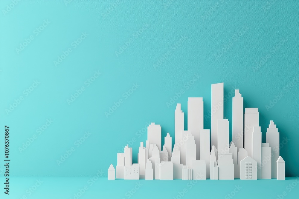 Explore urban growth through a futuristic city skyline with clean architectural elements