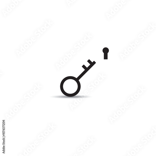 Key icon set with keyhole . Key vector icon. Key and keyhole symbol