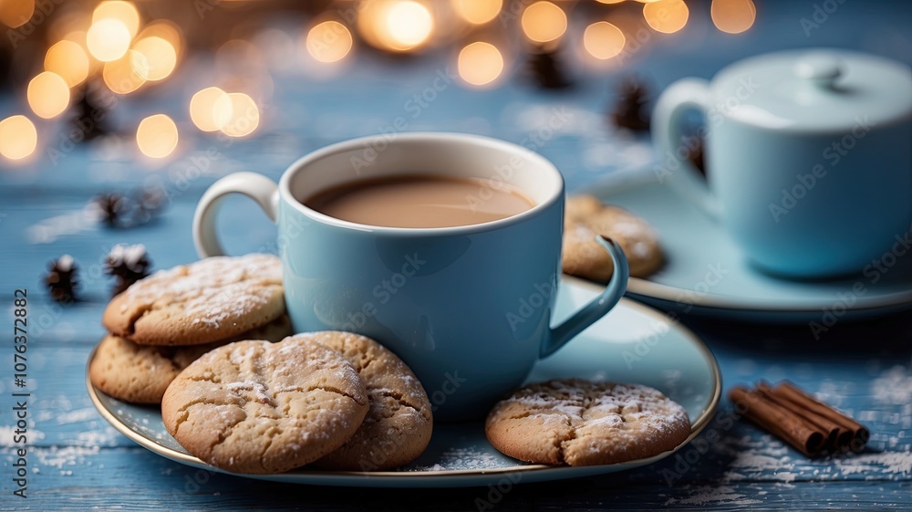 christmas cookies with cup of hot coffee christmas cookies with cup of hot coffee