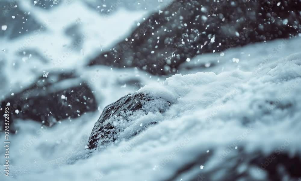 Snow covered mountains with gently falling snowflakes creating a serene winter landscape : Generative AI Snow covered mountains with gently falling snowflakes creating a serene winter landscape : Generative AI