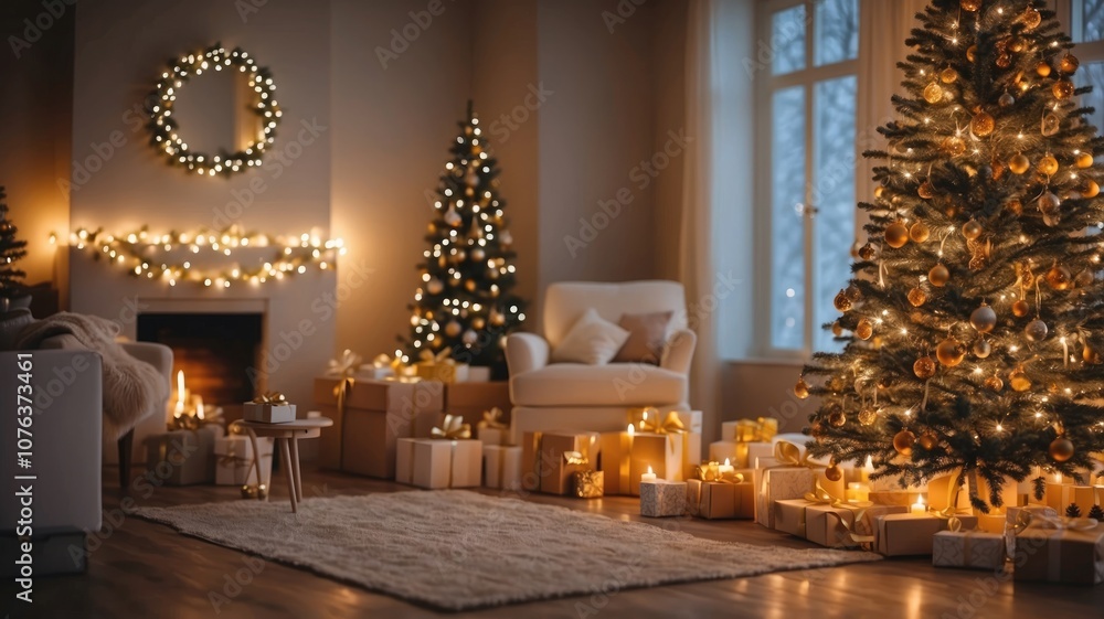 christmas interior home with christmas tree christmas interior home with christmas tree