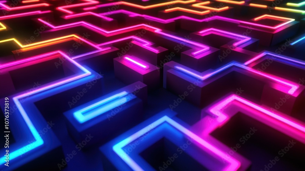 Abstract Neon Pattern with Zigzag Lines Abstract Neon Pattern with Zigzag Lines