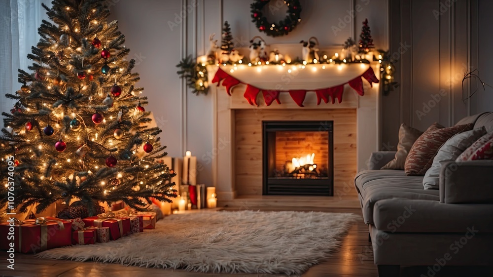 christmas interior home with christmas tree christmas interior home with christmas tree