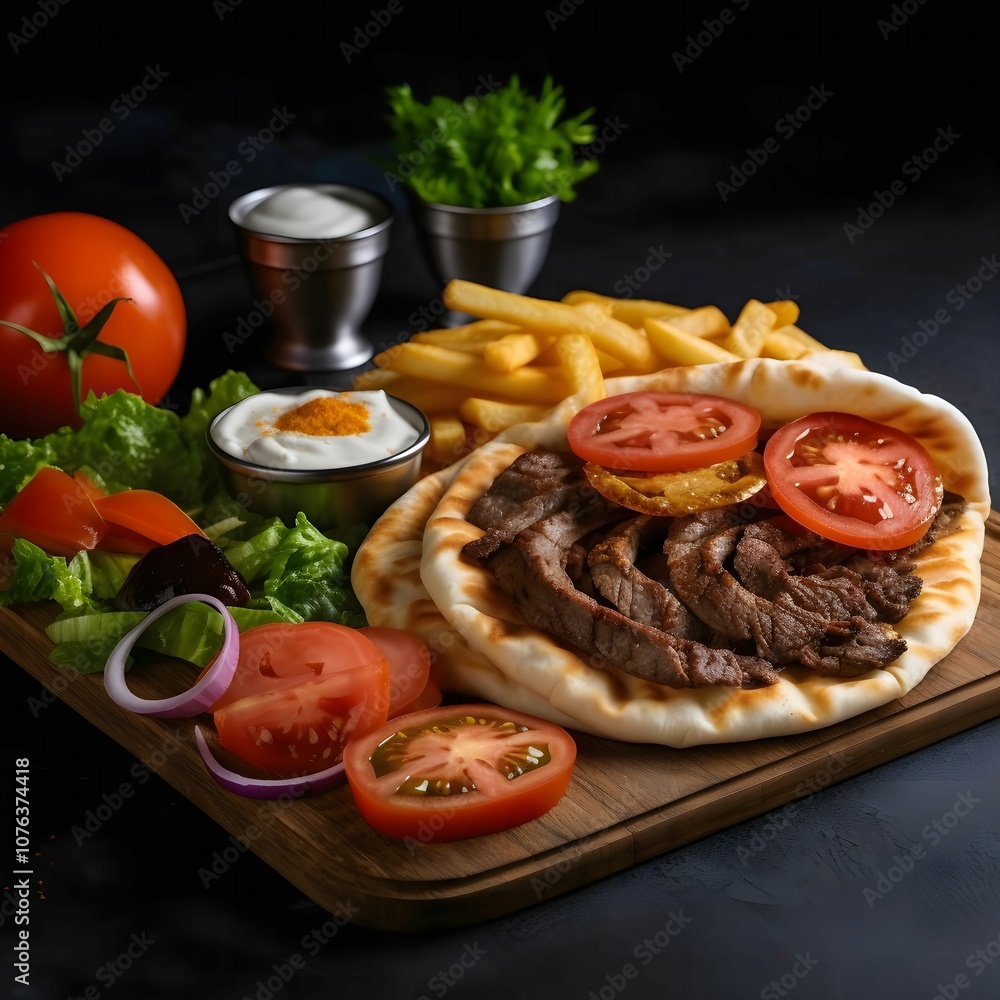 Delicious Greek Gyros with Tzatziki Sauce Delicious Greek Gyros with Tzatziki Sauce