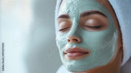 Woman Applying a Green Clay Face Mask