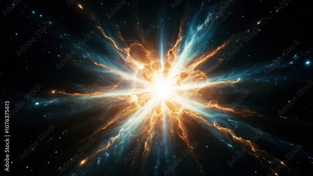 Fototapeta premium A stunning cosmic explosion with vibrant colors and dynamic energy, showcasing the beauty of the universe. Perfect for sci-fi themes and space art