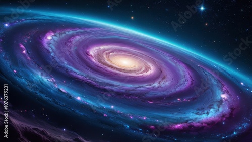 A breathtaking view of a colorful spiral galaxy, showcasing vibrant colors and starry backgrounds, perfect for cosmic-themed projects