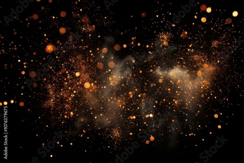 Fire spark effect, black background, image