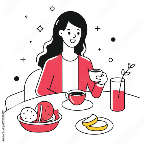 Woman Enjoying a Healthy and Delicious Breakfast