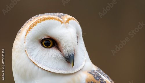 common barn owl ( Tyto albahead ) close up
 photo