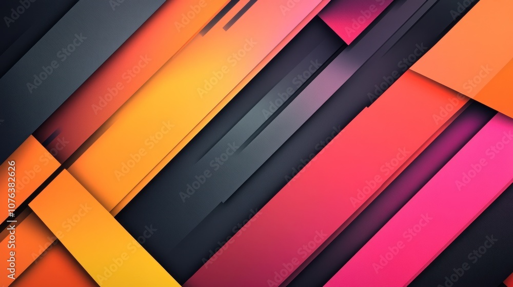 Abstract Geometric Pattern with Orange, Pink, and Black Stripes Abstract Geometric Pattern with Orange, Pink, and Black Stripes