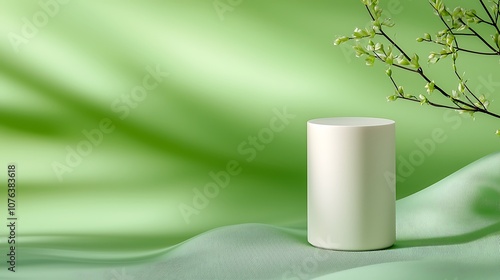 Wallpaper Mural This minimalist cylindrical object rests peacefully on a soft green background, with gentle shadows caressing its sleek and symmetrical form, creating a sense of serenity and simplicity. Torontodigital.ca
