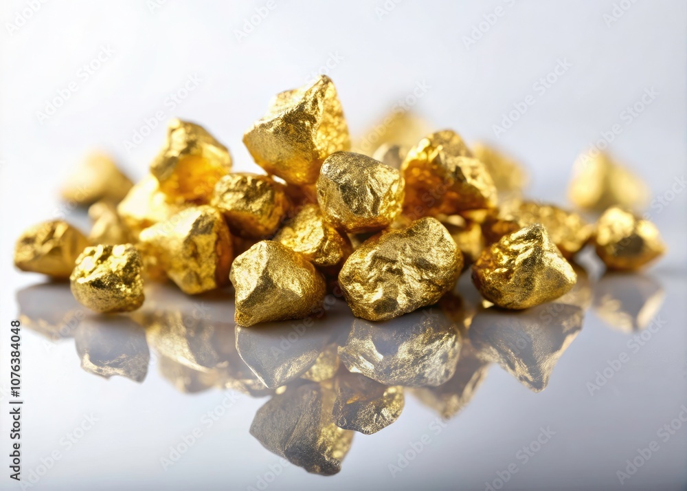 Stunning Long Exposure Image of a Set of Gold Nuggets on a Transparent White Background for Stock Photography, Highlighting Natural Beauty and Rich Textures Stunning Long Exposure Image of a Set of Gold Nuggets on a Transparent White Background for Stock Photography, Highlighting Natural Beauty and Rich Textures