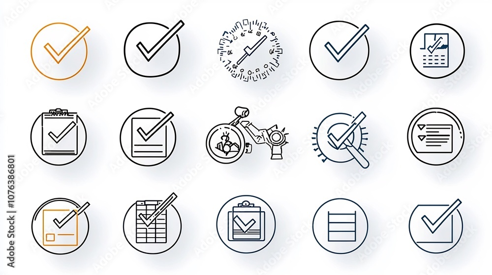 Set of 15 Outline Icons Representing Action Plan Essentials Such as Schedule Strategy and Checkmark Symbols Clean with Editable Stroke Set of 15 Outline Icons Representing Action Plan Essentials Such as Schedule Strategy and Checkmark Symbols Clean with Editable Stroke