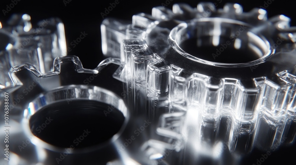 Close-up of Interlocking Transparent Gears Close-up of Interlocking Transparent Gears