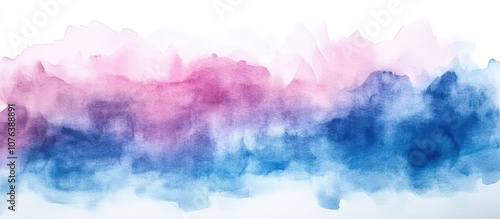 Abstract Watercolor Painting of Pink and Blue