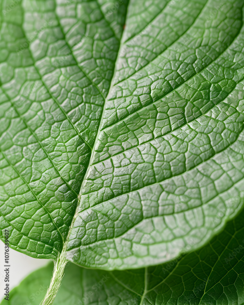 Green leaf of a plant, with details of the veins visible. Green leaf of a plant, with details of the veins visible.