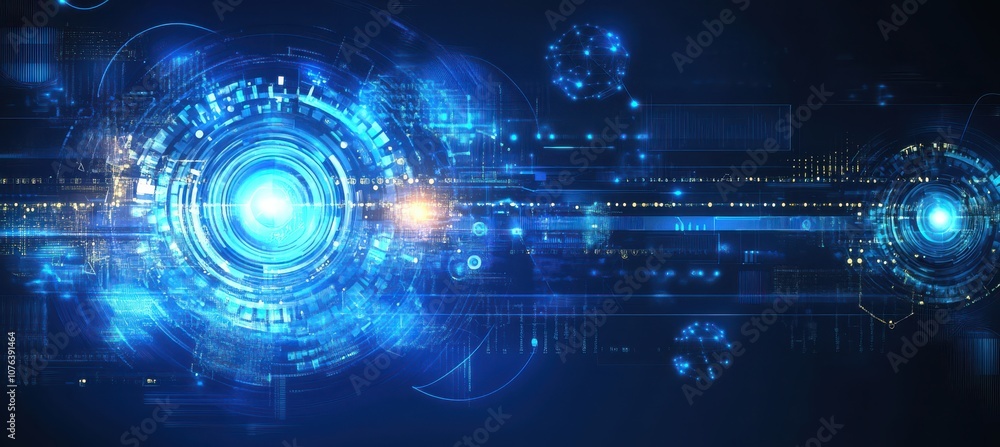 Obraz premium Technology Concept Background in Abstract Blue Style.