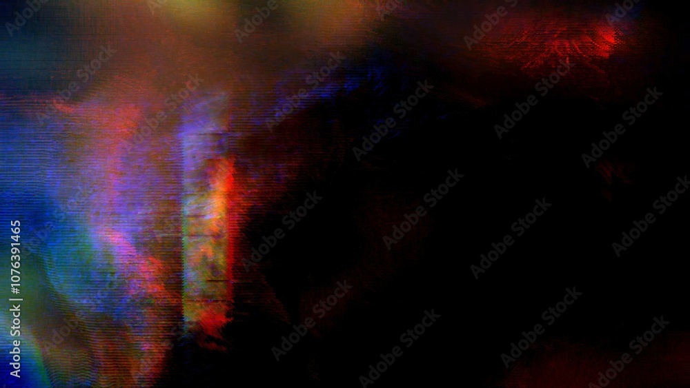 Abstract Digital Design with Vivid Red and Blue Light Streaks and Mysterious Patterns