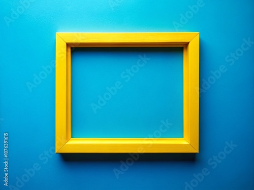 Bright Yellow Rectangular Frame on a Vibrant Blue Background with Ample Copy Space for Creative Design and Marketing Needs