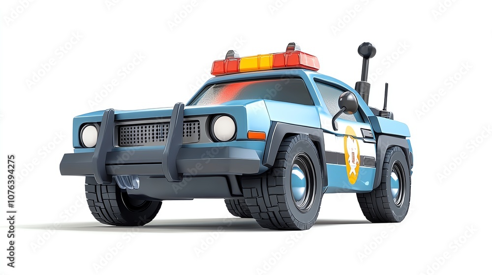 a 2D cartoon illustration of a toy police car with a siren, fast and adventurous, white background--ar 16:9 a 2D cartoon illustration of a toy police car with a siren, fast and adventurous, white background--ar 16:9
