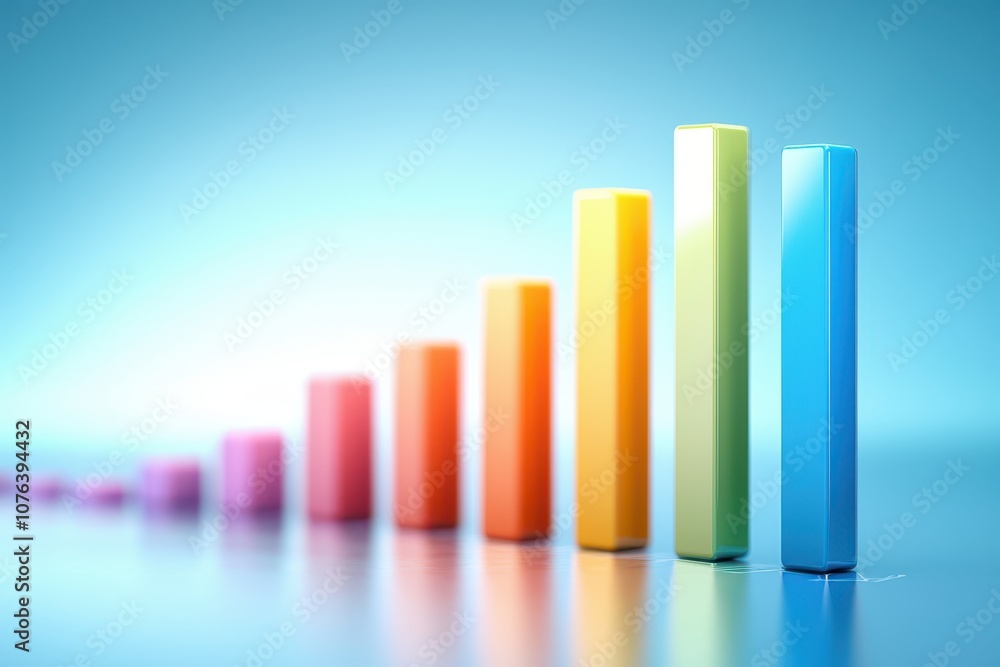A vibrant bar graph illustrates growth, featuring colorful bars ascending against a soft blue background, symbolizing progress and achievement. A vibrant bar graph illustrates growth, featuring colorful bars ascending against a soft blue background, symbolizing progress and achievement.