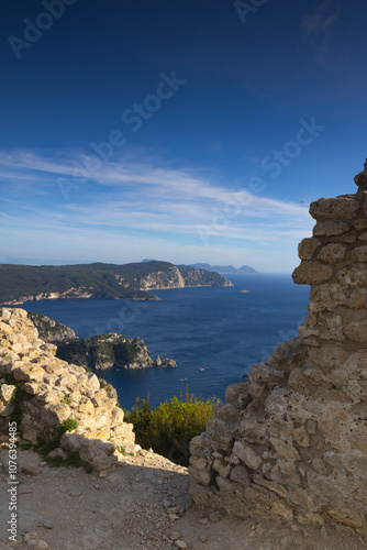 View from Angelokastro, Corfu, Greece photo