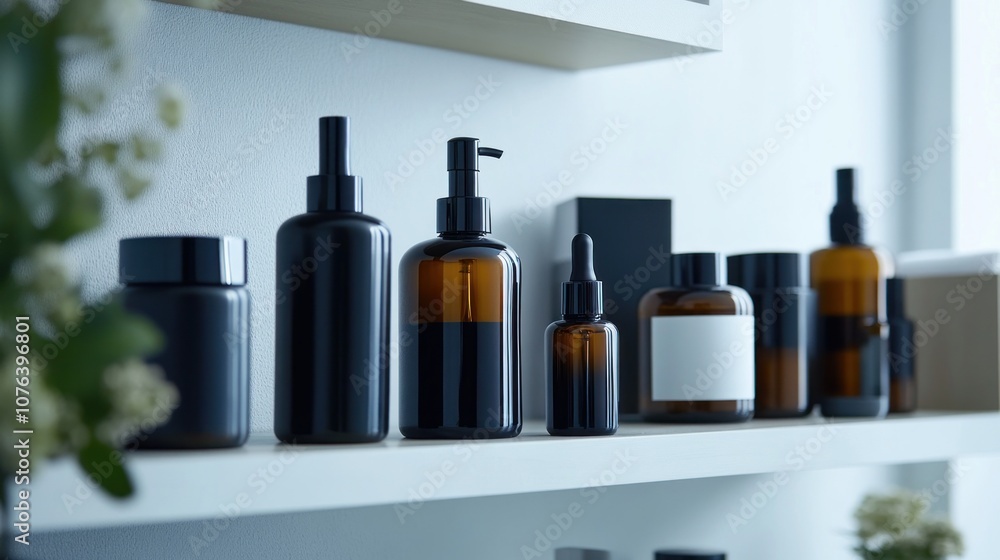 Cosmetics and Skincare Products on Shelf Cosmetics and Skincare Products on Shelf