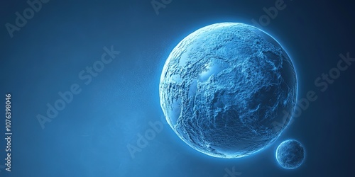 Wallpaper Mural  Abstract Marketing Background Featuring Blue Cosmic Planets and Technological Network Space, Showcasing a High-Tech 3D Render with Replicable Space, Perfect Composition, Clean Blue Background, Blank  Torontodigital.ca