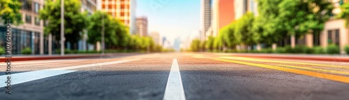 A vibrant urban street scene with clear lines and bright sunny skies.