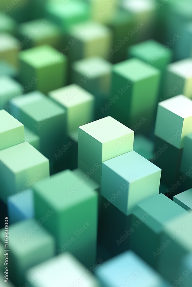 Geometric Shades of Green Bricks with Abstract Design in Modern Architectural Style Geometric Shades of Green Bricks with Abstract Design in Modern Architectural Style