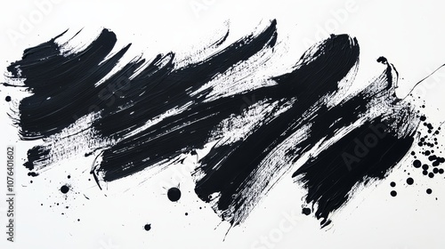 Featuring dirty artistic textures, this modern black paint and ink brush strokes are ideal for design elements like boxes and frame designs. photo