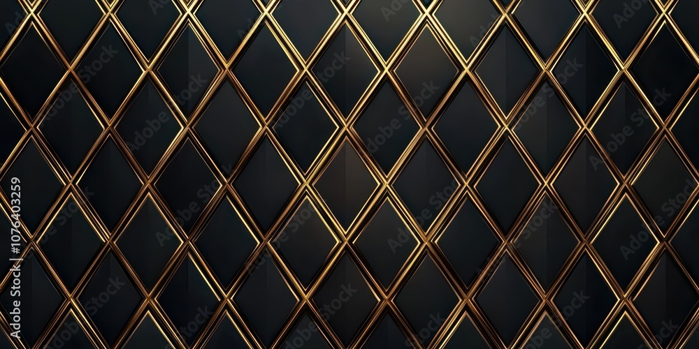 Fototapeta premium A shimmering geometric pattern of textured diamonds in gold and black, creating an elegant and modern appearance.