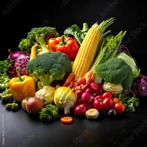 vegetables on black background