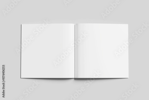 Square Magazine Brochure 3D Rendering White Blank Mockup.