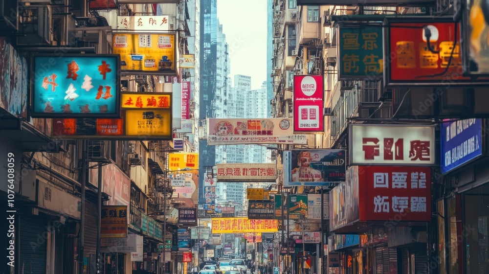 Obraz premium Vibrant Street in Hong Kong