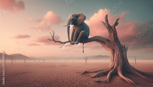 木の上の孤独な象