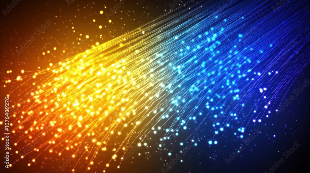 Obraz premium Abstract illustration of colorful light rays and particles.