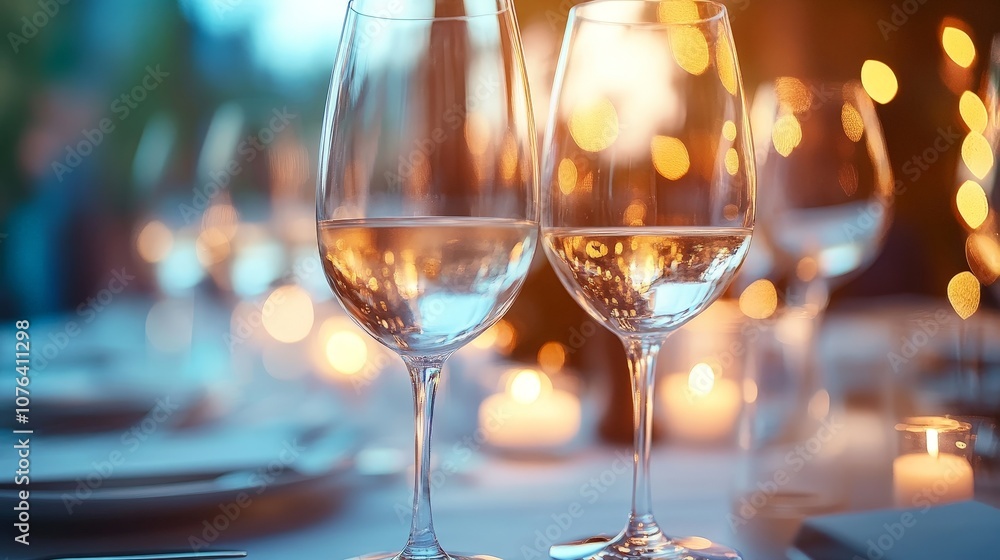 Elegant table setting at a sophisticated corporate event with soft lighting and floral centerpiece Elegant table setting at a sophisticated corporate event with soft lighting and floral centerpiece