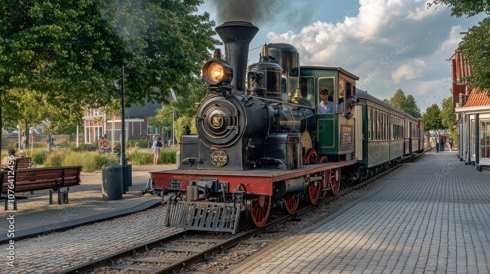 Fototapeta premium Vintage Steam Train at a Station